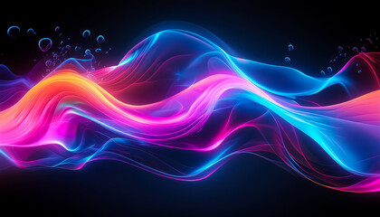 underwater, shimmering, wave, sound, curve, neon, colorful, glow, bubble, wallpaper, design, illustration