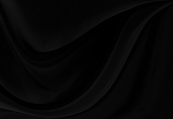 Black gray satin dark fabric texture luxurious shiny that is abstract silk cloth background with patterns soft waves blur beautiful.