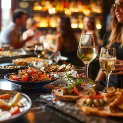 Naklejka premium Stylish Friends at American Bar Job