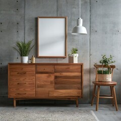 room with wooden furniture