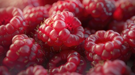 Highly detailed close up of ripe raspberries Incredible resolution