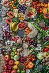 Healthy and Nourishing Vegan Meal Plan Layout featuring Varied Plant-Based Foods