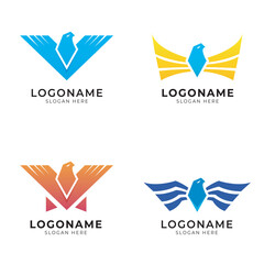 bird wings logo icon set