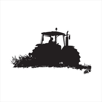 recommend clip art: Hay baler silhouette farmer vector