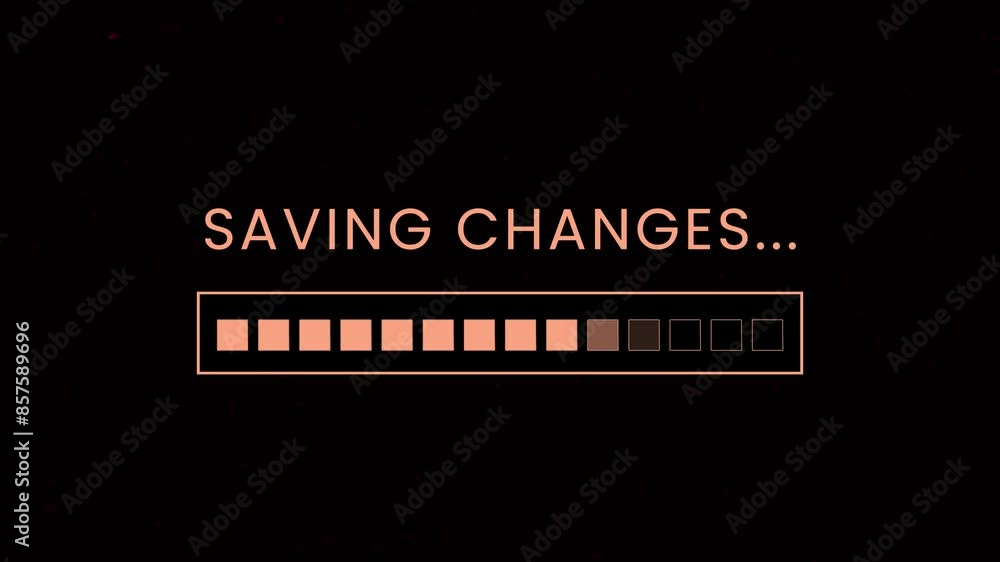 Poster saving changes progress loading bar screen animation video effect on black background