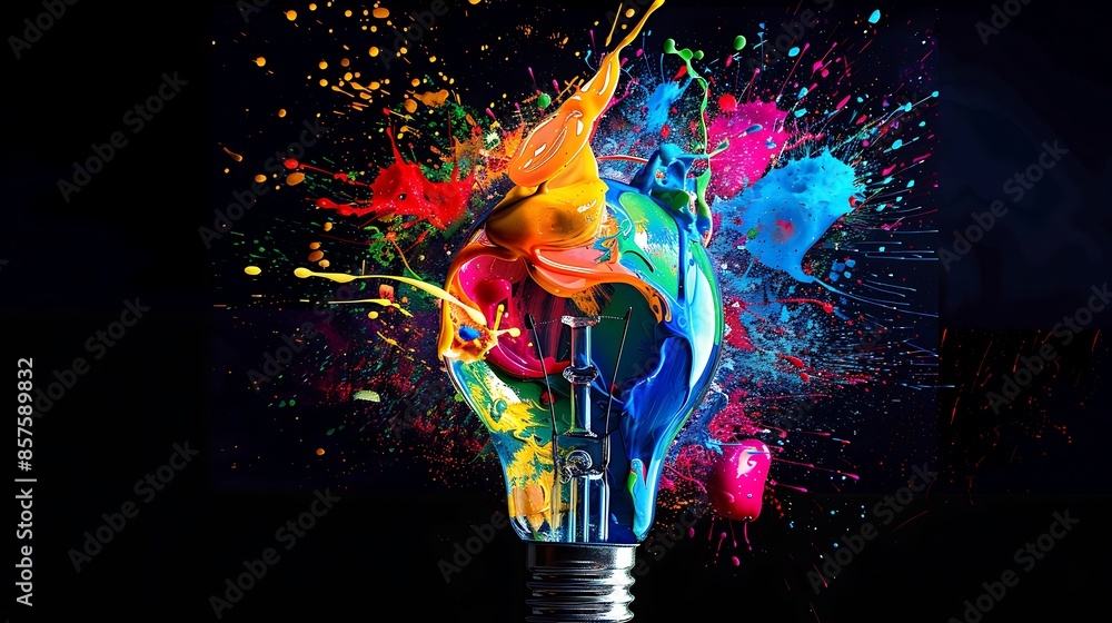 Poster Lightbulb Explosion of Color and Creativity