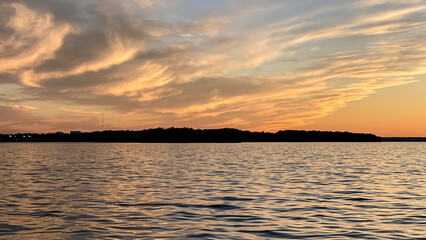 Colorful Cloudscape Sunset over Lake Mendota on the Boat