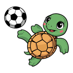 Fototapeta premium cute turtle vector illustration playing football