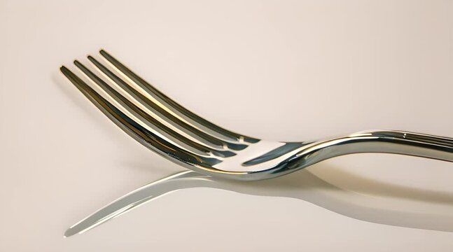 a close up of a fork on a white surface