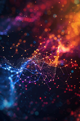 Intricate network visualization with vibrant colors on dark backdrop