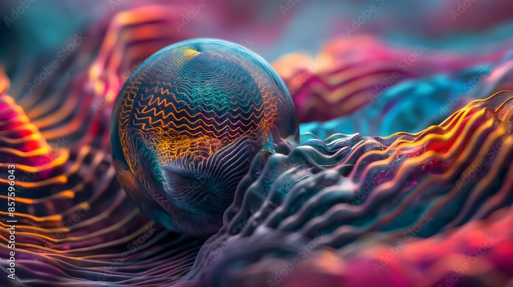 Poster 6. craft an innovative abstract backdrop with a spherical form and elaborate plexus patterns, presen
