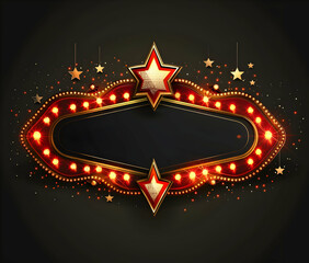 Fototapeta premium A glowing retro sign with two stars and blank space for text. Perfect for celebration, event or entertainment theme.