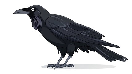 Fototapeta premium Wild Fauna in Monochrome: The Crow Standing Amidst Black Feathered Birds