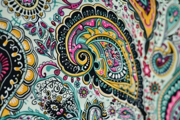 Fototapeta premium A paisley print with a lot of flowers and a lot of colors