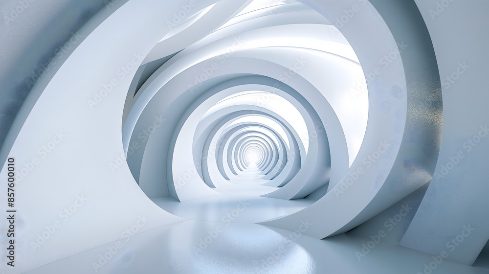 Poster 3. design a futuristic spiral tunnel concept with dynamic twists and turns, tailored to produce a mi