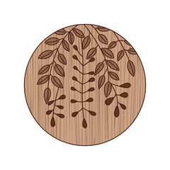 木彫り風円形花札　卯月　藤　4月　藤のカス