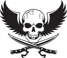  Winged skull with crossed element vector image