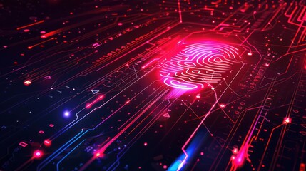 Fototapeta premium Identity, conceptual image. Finger print and DNA (deoxyribonucleic acid) scan illustrating physical evidence of human identity.