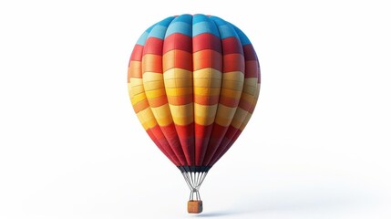 Naklejka premium Hot air balloon, traditional flight, 3D realistic, isolated on white background
