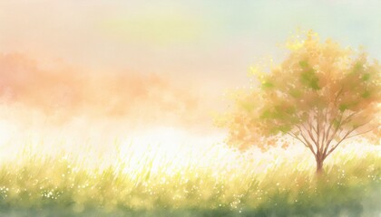 Obraz premium 草原のイラスト背景