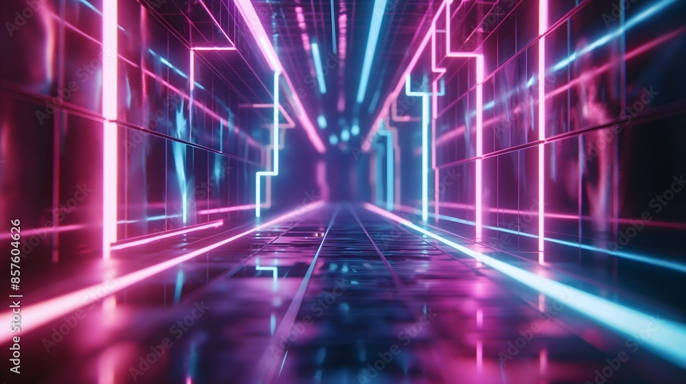 Poster 6. craft an artistic 3d render showcasing a futuristic neon background with luminous ascending lines