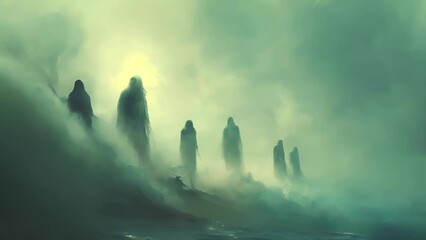 Like a curtain closing on the day a haze of spectral beings materialized in the twilight sky their presence both haunting and mesmerizing.