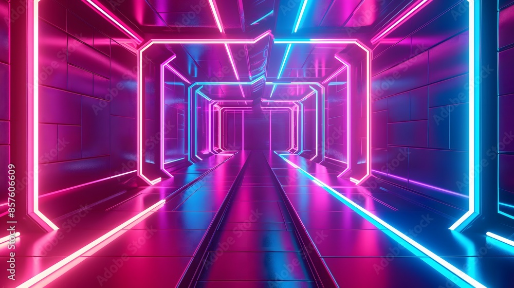 Poster 2. create an immersive 3d render showcasing an abstract futuristic neon background adorned with lumi