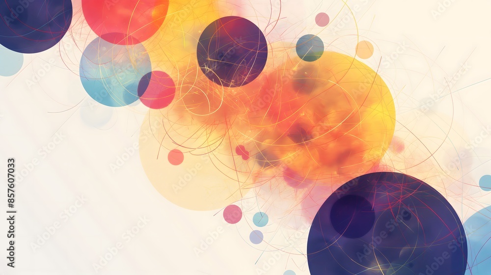 Poster 2. create an innovative design template with a geometrical abstract background composed of circles, 