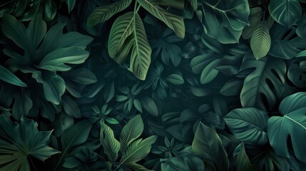 Fototapeta premium closeup nature view of green leaf and palms background. Flat lay, dark nature concept, tropical leaf