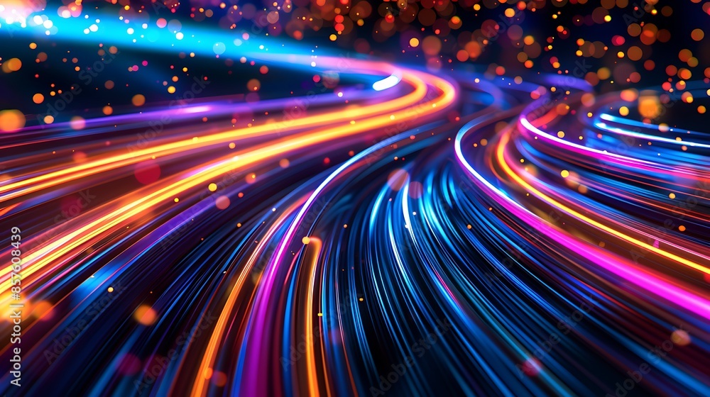 Aufkleber abstract light trails with glowing bokeh