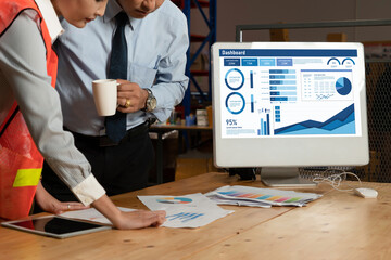 Business data dashboard provide business intelligence analytic for marketing strategy planning snugly with big data set to analyze customer demands and foreseeing business future