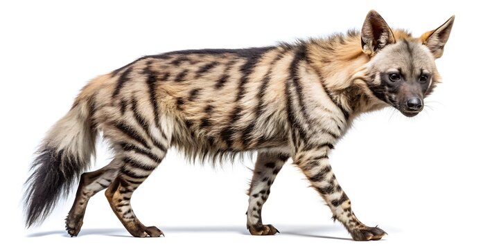 Aardwolf Walking Isolated On White Background