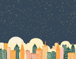 Fototapeta premium Star-filled sky above the city at night