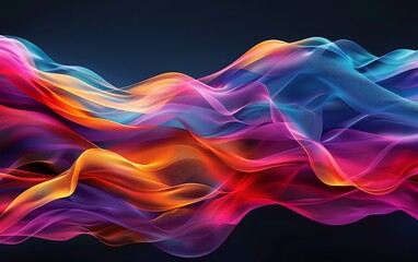 Abstract Colorful Waves on Dark Background