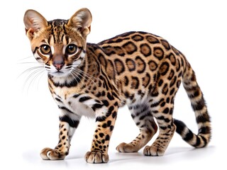 Obraz premium A Cute Baby Ocelot Isolated On A White Background.
