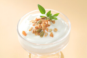 Ice cream with Nuts in the bowl