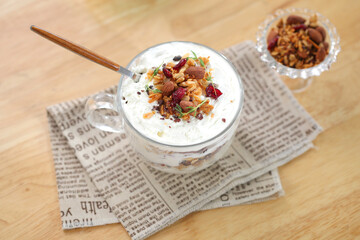 Greek Yogurt with Nuts in the cup