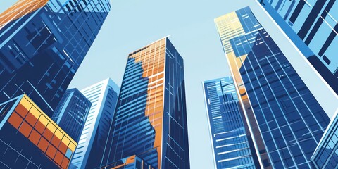 Naklejka premium Business building skyscraper city background