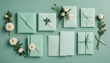 Blank paper cards with green envelopes 2