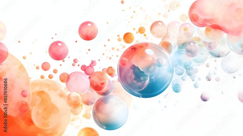 Poster 6. craft a digital illustration capturing the mesmerizing effect of colorful oil bubbles floating on