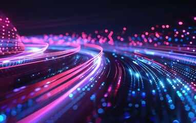 Abstract Digital Background With Pink And Blue Lights