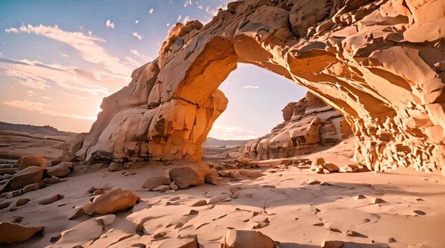 desert day scenery with rock arch formation