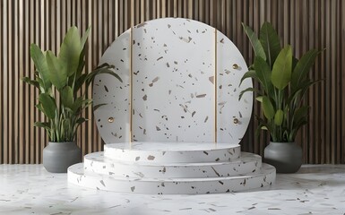  3d background platform with advertising cosmetic product display stage 