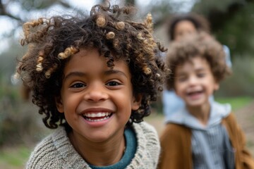 Portrait of smiling african american boy and girl in the park