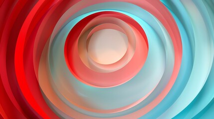 abstract circles background, in the style of red and light blue, soft and rounded forms, colorized, translucent layers, color field explorations, flat colors