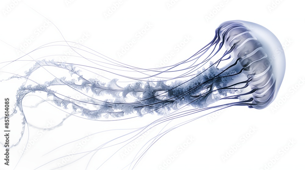 Poster 6. craft an artistic representation of a jellyfish in close-up, highlighting its intricate patterns 
