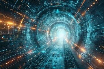 Fototapeta premium Visualizing teleportation portals: dynamic imagery of futuristic gateways