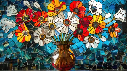 flower themed background on glass or mirror media 3 AI Generative