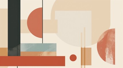 Abstract geometric vintage classic retro background of squares and circles with a soft rough effect	
