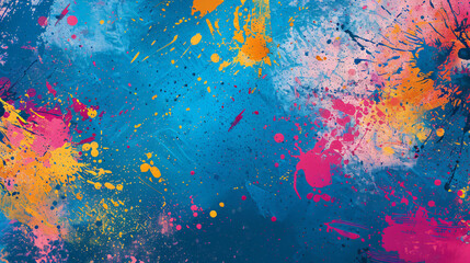 Fototapeta premium Abstract colorful paint splatter background with copy space text for art, design, and creativity.
